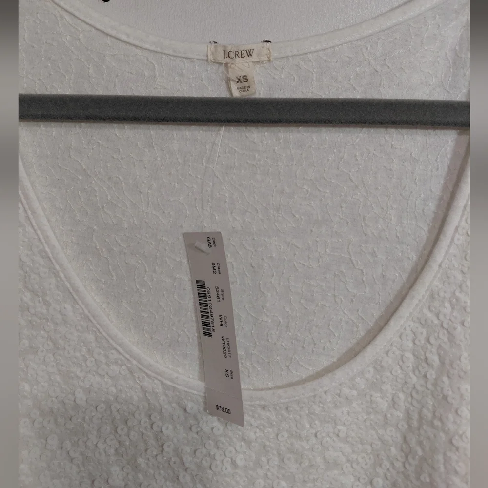 J. Crew White Textured Scoop Neck Tank